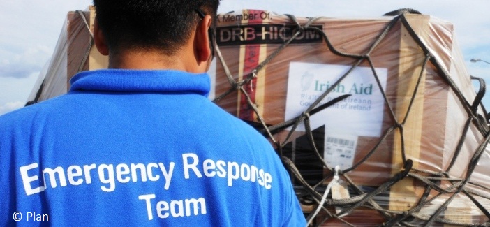 NGO partners, Plan will distribute Irish Aid emergency supplies from our depot in Dubai. Photo: Plan