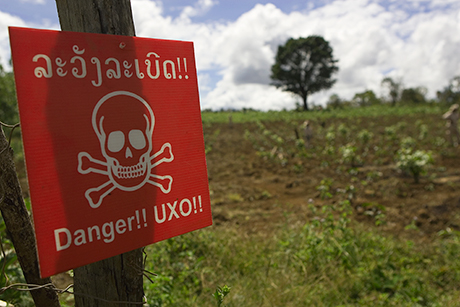 UXO warning sign in Xiengkhouang Privince. Photo: UNDP Lao PDR/Joseph Wenkoff
