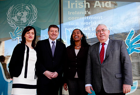 Pictured is, chair of the forum, Newstalk's Orla Barry, Guy Ryder Director General International Labour Organisation , Yetnebersh Nigusie, Director of the Ethiopian Centre from Disability and Development and Minister for Trade and Development Joe Costello, who took part in the panel discussion 