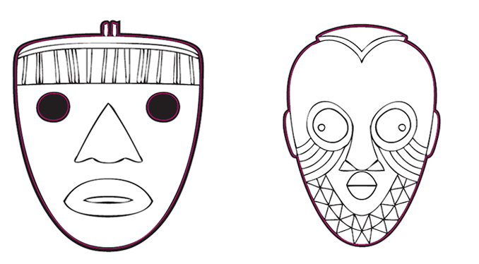 african mask coloring page