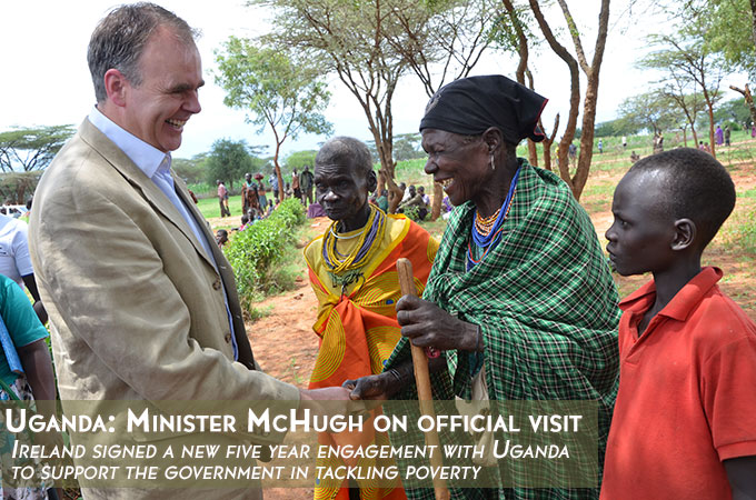 Minister McHugh greets social cash transfer recipients in Karamoja region, Uganda